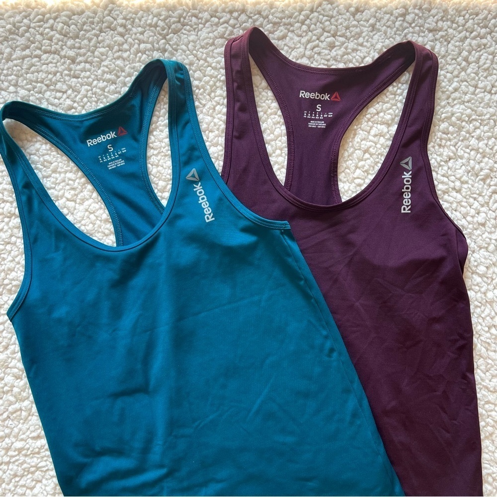 Reebok Teal and Purple Tank Tops